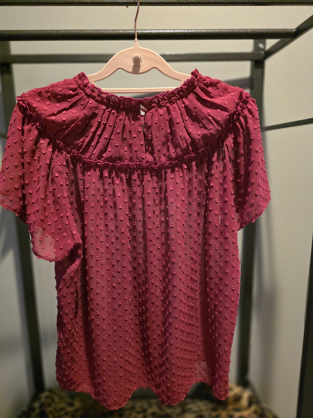 J. Crew Raspberry Dot Ruffle Yoke Blouse - Picture 9 of 9